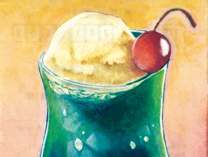 第17回全国土佐和紙はがき絵展「クリームソーダ」